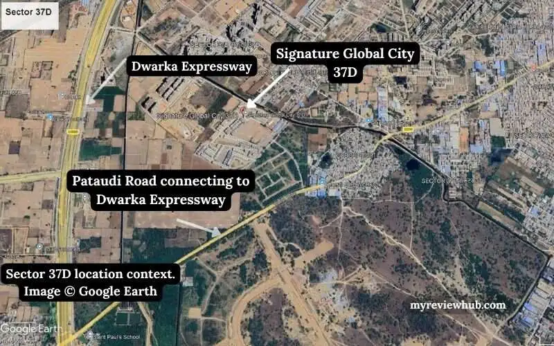 Sector 37D Gurgaon location map IGI Airport Cyber City NH-48 Manesar distance